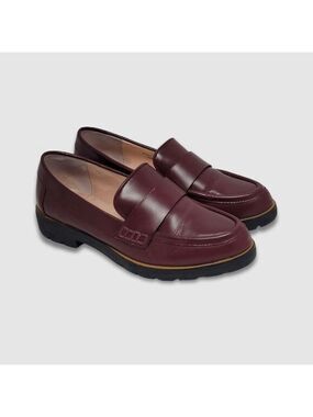 Kate Spade New York Karry Casual Loafers Round Toe Leather Wine Burgundy 6.5M